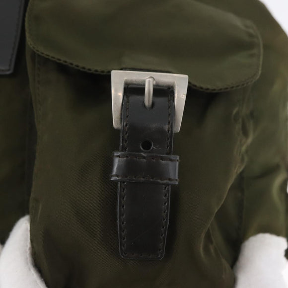 PRADA Backpack Nylon Green Silver Auth ARZ291