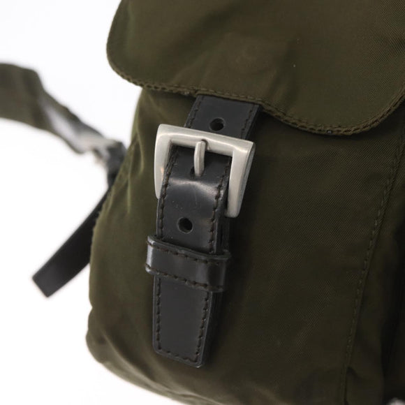 PRADA Backpack Nylon Green Silver Auth ARZ291