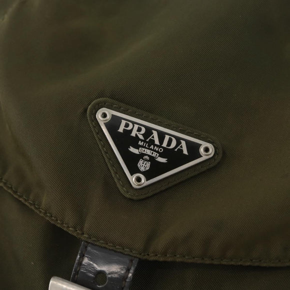 PRADA Backpack Nylon Green Silver Auth ARZ291