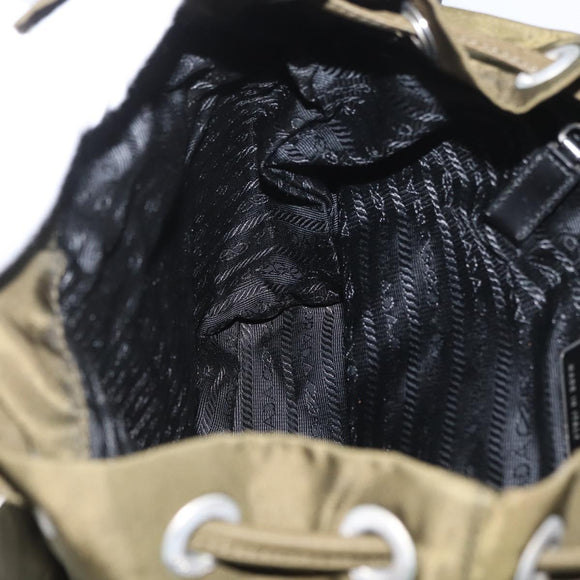 PRADA Backpack Nylon Green Silver Auth ARZ291