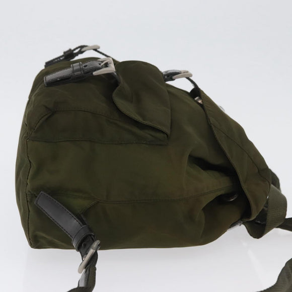 PRADA Backpack Nylon Green Silver Auth ARZ291