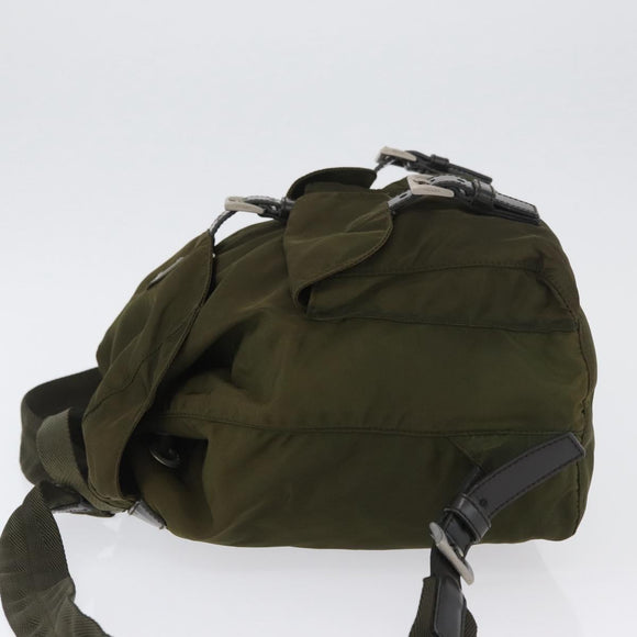 PRADA Backpack Nylon Green Silver Auth ARZ291
