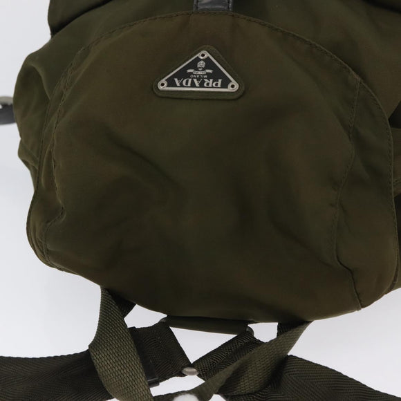 PRADA Backpack Nylon Green Silver Auth ARZ291