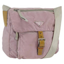 PRADA Shoulder Bag Nylon Pink Silver Auth ARZ292-1