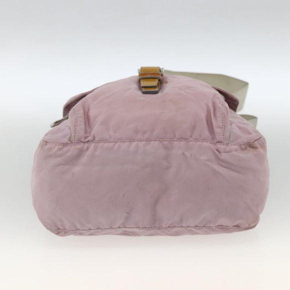 PRADA Shoulder Bag Nylon Pink Silver Auth ARZ292