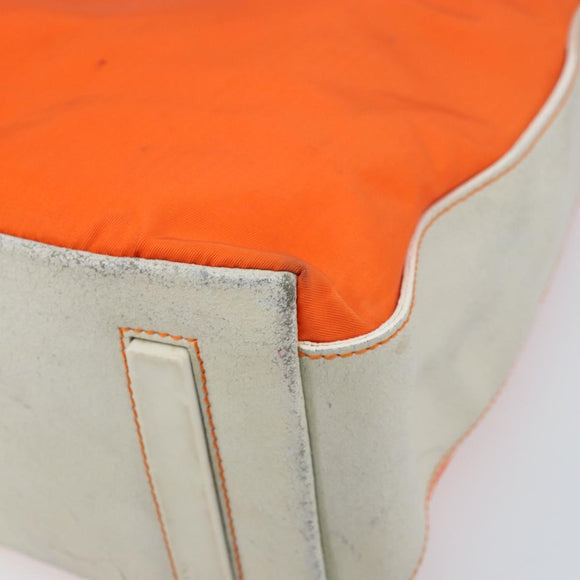PRADA Schoudertas Nylon Oranje Zilver Auth ARZ293