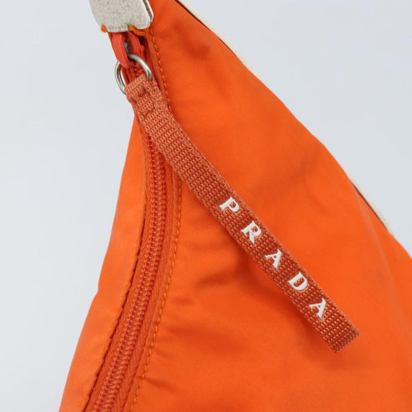 PRADA Schoudertas Nylon Oranje Zilver Auth ARZ293