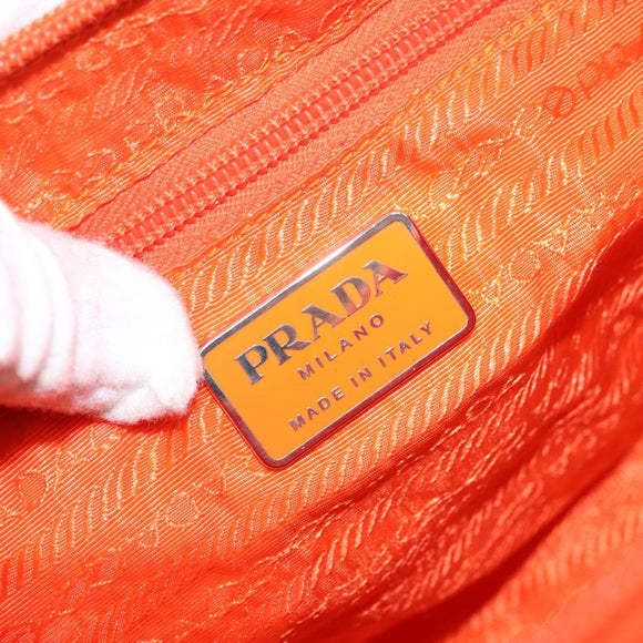 PRADA Schoudertas Nylon Oranje Zilver Auth ARZ293
