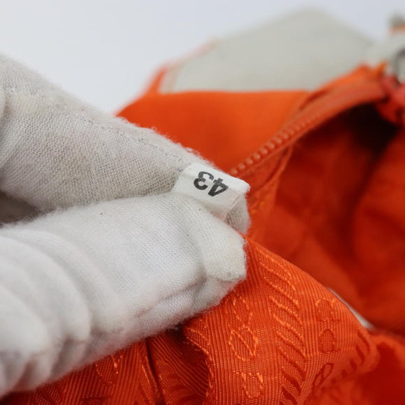 PRADA Schoudertas Nylon Oranje Zilver Auth ARZ293