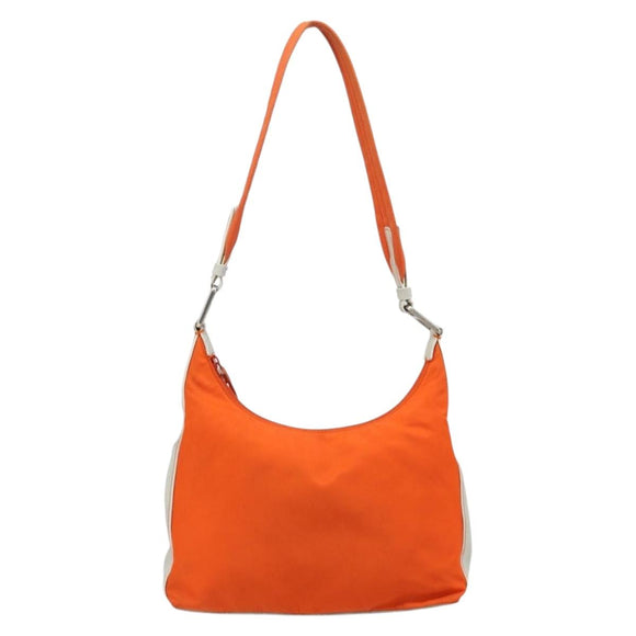 PRADA Schoudertas Nylon Oranje Zilver Auth ARZ293