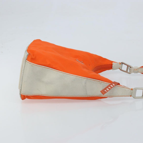 PRADA Schoudertas Nylon Oranje Zilver Auth ARZ293