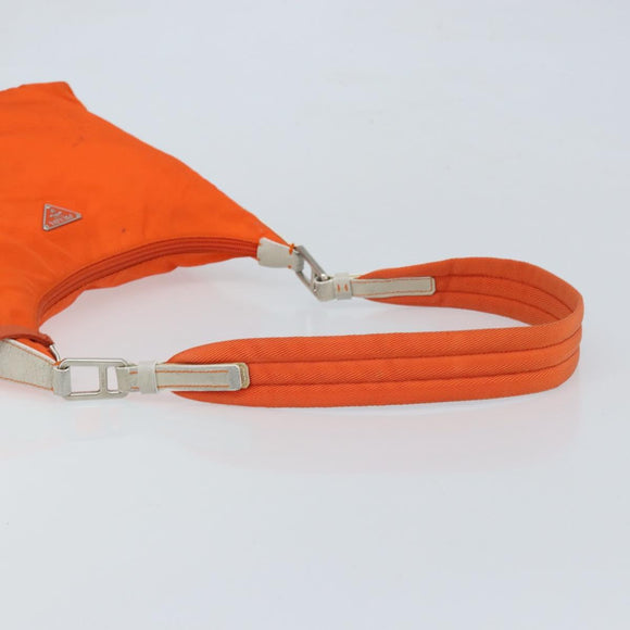PRADA Schoudertas Nylon Oranje Zilver Auth ARZ293