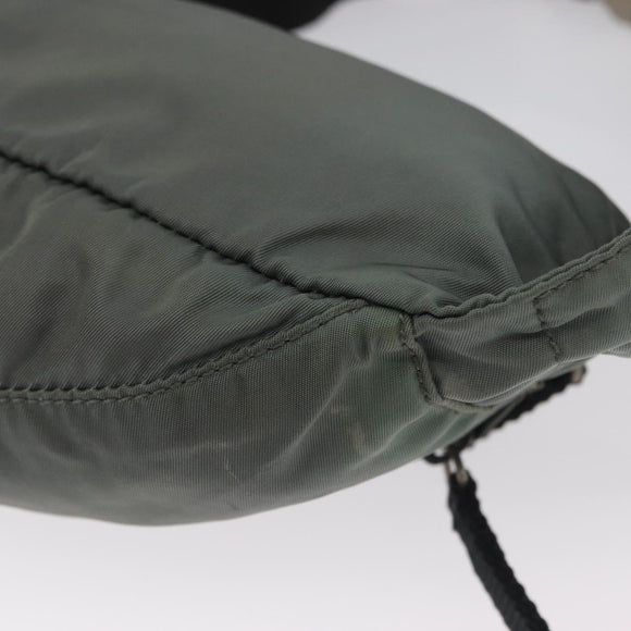 PRADA Body Bag Nylon Green Silver Auth ARZ294