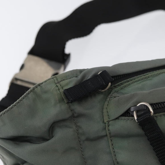 PRADA Body Bag Nylon Green Silver Auth ARZ294
