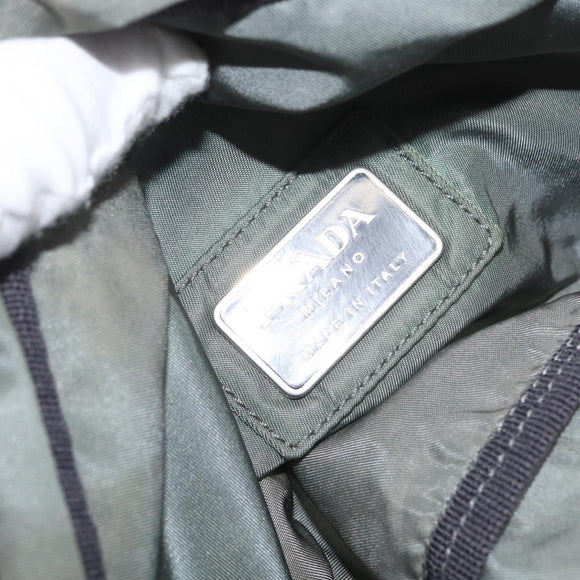 PRADA Body Bag Nylon Green Silver Auth ARZ294
