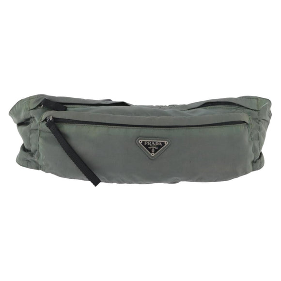 PRADA Body Bag Nylon Green Silver Auth ARZ294