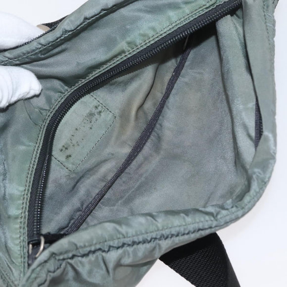 PRADA Body Bag Nylon Green Silver Auth ARZ294