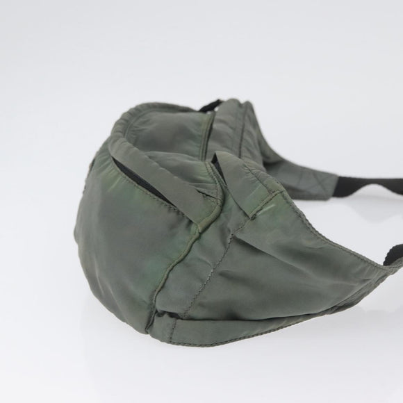 PRADA Body Bag Nylon Green Silver Auth ARZ294