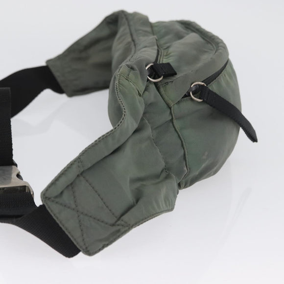 PRADA Body Bag Nylon Green Silver Auth ARZ294