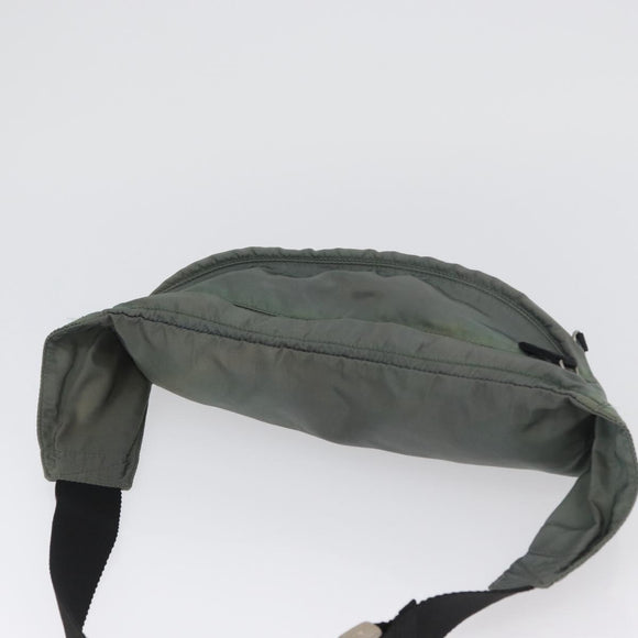 PRADA Body Bag Nylon Green Silver Auth ARZ294