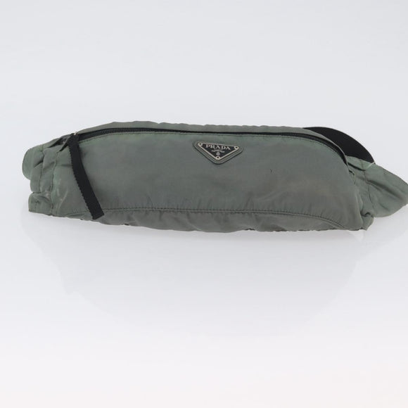 PRADA Body Bag Nylon Green Silver Auth ARZ294