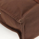 HERMES Her Line MM Hand Bag Canvas Brown Silver Auth ARZ296-13