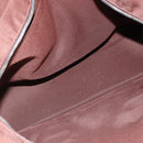 HERMES Her Line MM Hand Bag Canvas Brown Silver Auth ARZ296-15