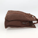 HERMES Her Line MM Hand Bag Canvas Brown Silver Auth ARZ296-5
