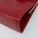 Salvatore Ferragamo Vala Chain Shoulder Bag Leather Red Gold Auth ARZ298-10