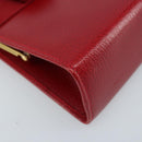 Salvatore Ferragamo Vala Chain Shoulder Bag Leather Red Gold Auth ARZ298-16