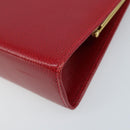 Salvatore Ferragamo Vala Chain Shoulder Bag Leather Red Gold Auth ARZ298-12