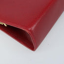 Salvatore Ferragamo Vala Chain Shoulder Bag Leather Red Gold Auth ARZ298-13