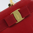 Salvatore Ferragamo Vala Chain Shoulder Bag Leather Red Gold Auth ARZ298-15