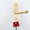 Salvatore Ferragamo Vala Chain Shoulder Bag Leather Red Gold Auth ARZ298-21