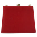 Salvatore Ferragamo Vala Chain Shoulder Bag Leather Red Gold Auth ARZ298-3