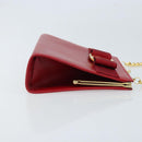 Salvatore Ferragamo Vala Chain Shoulder Bag Leather Red Gold Auth ARZ298-3