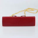 Salvatore Ferragamo Vala Chain Shoulder Bag Leather Red Gold Auth ARZ298-9