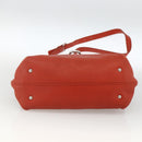 Salvatore Ferragamo Gancini Handtas Leer 2-weg Rood Zilver Auth ARZ300A-11