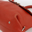 Salvatore Ferragamo Gancini Handtas Leer 2-weg Rood Zilver Auth ARZ300A-12