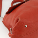 Salvatore Ferragamo Gancini Handtas Leer 2-weg Rood Zilver Auth ARZ300A-13