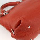 Salvatore Ferragamo Gancini Handtas Leer 2-weg Rood Zilver Auth ARZ300A-15