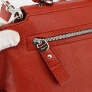 Salvatore Ferragamo Gancini Handtas Leer 2-weg Rood Zilver Auth ARZ300A-16