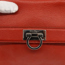 Salvatore Ferragamo Gancini Handtas Leer 2-weg Rood Zilver Auth ARZ300A-17