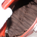 Salvatore Ferragamo Gancini Handtas Leer 2-weg Rood Zilver Auth ARZ300A-20
