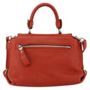 Salvatore Ferragamo Gancini Handtas Leer 2-weg Rood Zilver Auth ARZ300A-3