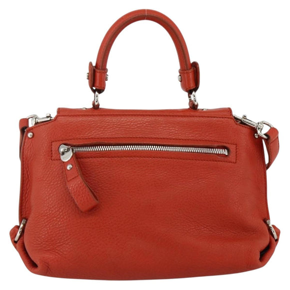 Salvatore Ferragamo Gancini Handtas Leer 2-weg Rood Zilver Auth ARZ300A