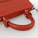 Salvatore Ferragamo Gancini Handtas Leer 2-weg Rood Zilver Auth ARZ300A-7