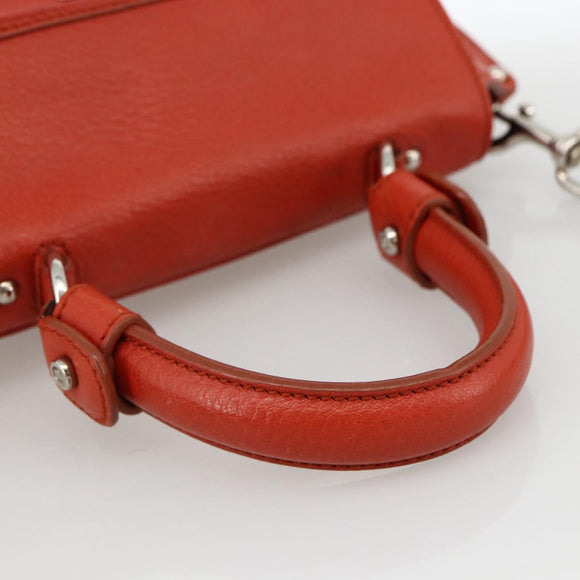 Salvatore Ferragamo Gancini Handtas Leer 2-weg Rood Zilver Auth ARZ300A