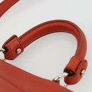 Salvatore Ferragamo Gancini Handtas Leer 2-weg Rood Zilver Auth ARZ300A-8