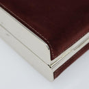 CELINE Horsebit Chain Schoudertas Suède Bordeaux Goud Auth ARZ301V-15